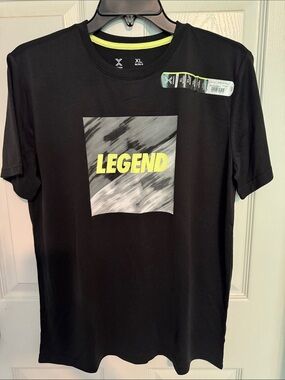 NWT Xersion Boys Black Tee with Neon Yellow 'LEGEND' Graphic